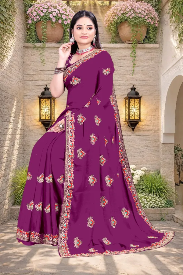 Purple_Star_Georgette_Printed_Saree_For_Women