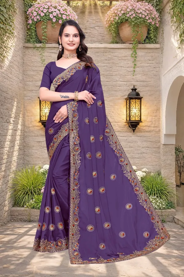 Purple_Star_Georgette_Embroidered_Saree_For_Women