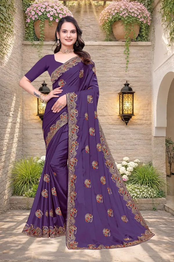 Purple_Star_Georgette_Embroidered_Saree_With_Blouse_For_Women