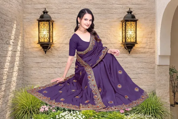 Purple_Star_Georgette_Embroidered_Saree_For_Women