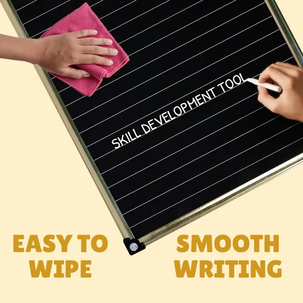 Nano_Slate_Educational_Board_Black_Mdf_25_X_30_Cm_Pre_Printed_Lines_And_Graph_Sturdy_Gold_Tin_Frame_With_3_Letter_Spelling_Flashcards_2_Line_Graph
