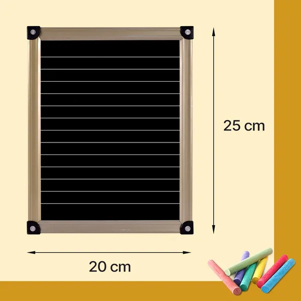 Double_Sided_Educational_Slate_Black_Mdf_20_X_25_Cm_Chalkboard_With_Gold_Tin_Frame_Handwriting_Practice_Includes_3_Letter_Spelling_Flashcards_2_Line_Graph