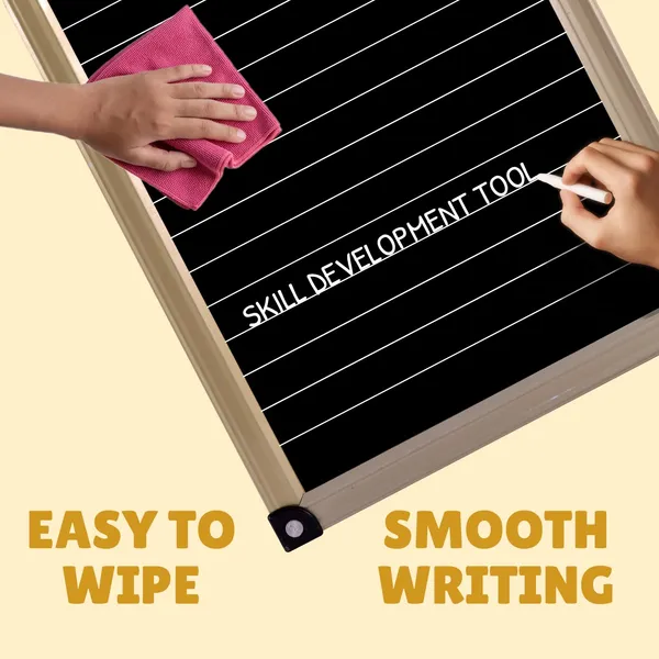 Double_Sided_Educational_Slate_Black_Mdf_20_X_25_Cm_Chalkboard_With_Gold_Tin_Frame_Handwriting_Practice_Includes_3_Letter_Spelling_Flashcards_2_Line_Graph