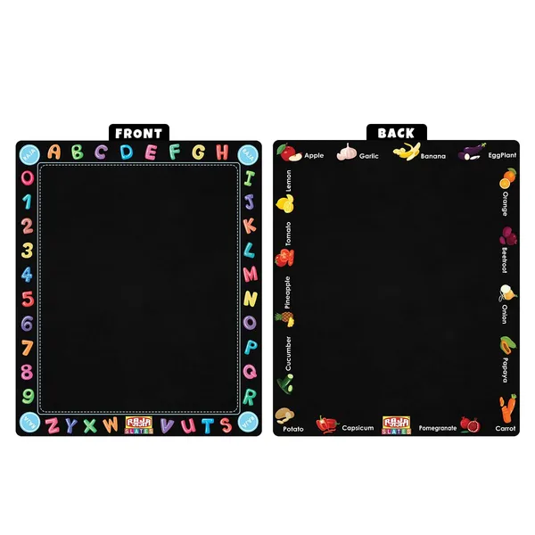 Tokyodo_Pre_Printed_Rewriting_Slates_Chalk_Board_For_Kids_Double_Sided_Writing_Learning_Black_Board_With_4_Letter_Spelling_Cards_2_Friuits_And_Veges