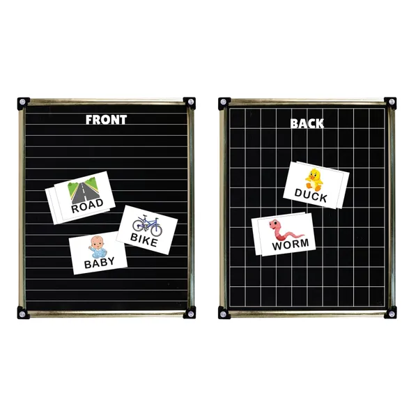 Tokyodo_Nano_Slate_Doublesided_Chalkboard_For_Kids_Slate_25x30_Centimeters_Reusable_And_Erasable_Educational_Learning_Gold_Tin_Frame_With_4_Letter_Spelling_Cards_1_Line_Graph_Slates