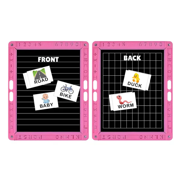 Tokyodo_Kids_Slate_20x25_Double_Sided_Multipurpose_Writing_Board_With_Spelling_Cards_Learning_Toy_1_Pink_Line_Graph_Slates