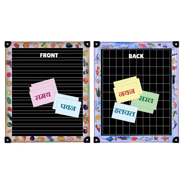 Tokyodo_Kids_Double_Sided_Slate_Board_Reusable_Chalk_Writing_Drawing_Pad_For_Early_Learning_Alphabet_Practice_Educational_Fun_With_Word_Flashcards_25x30_Cm_4_Line_Slates_With_Hindi_Words