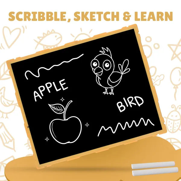 Tokyodo_Kids_Double_Sided_Slate_Board_Reusable_Chalk_Writing_Pad_Educational_Learning_Toy_For_Drawing_Writing_Alphabet_Practice_With_Word_Learning_Cards_25x30_Cm_Badami_With_English_Words