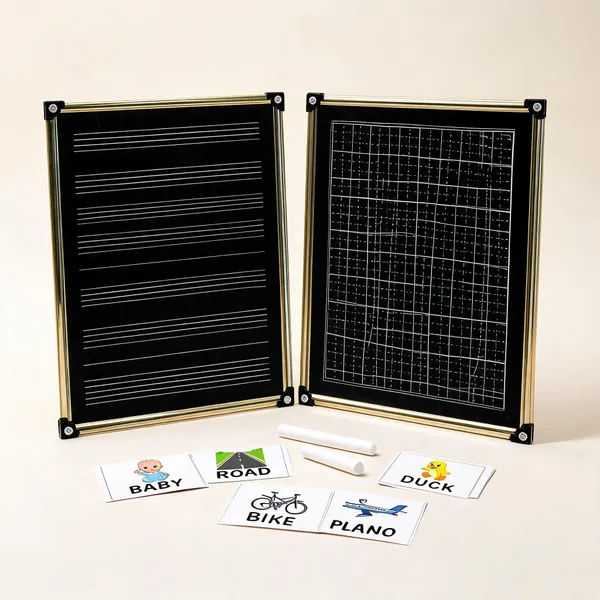 Nano_Slate_Educational_Board_Black_Mdf_25_X_30_Cm_Pre_Printed_Lines_And_Graph_Sturdy_Gold_Tin_Frame_With_3_Letter_Spelling_Flashcards_1_Plane