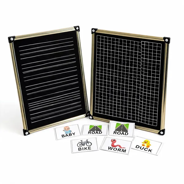 Nano_Slate_Educational_Board_Black_Mdf_20_X_25_Cmgold_Tin_Frame_With_3_Letter_Spelling_Flashcards_1_Plane_Slates