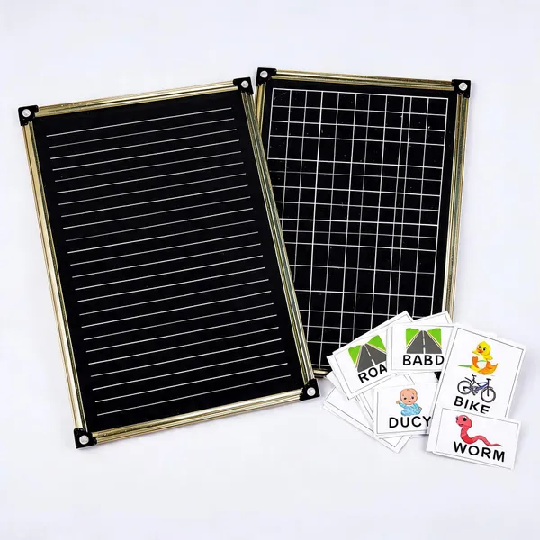 Nano_Slate_Educational_Board_Black_Mdf_20_X_25_Cmgold_Tin_Frame_With_3_Letter_Spelling_Flashcards_1_Plane_Slates