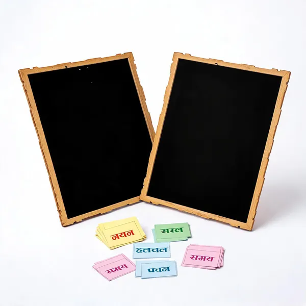 Tokyodo_Kids_Double_Sided_Slate_Board_Reusable_Chalk_Writing_Pad_Educational_Learning_Toy_For_Drawing_Writing_Alphabet_Practice_With_Word_Learning_Cards_20x25_Cm_Badami_With_Hindi_Words