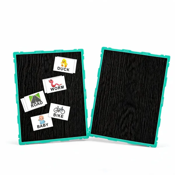 Tokyodo_Kids_Double_Sided_Slate_Board_Reusable_Chalk_Writing_Pad_Educational_Learning_Toy_For_Drawing_Writing_Alphabet_Practice_With_Word_Learning_Cards_20x25_Cm_Cyan_With_English_Words