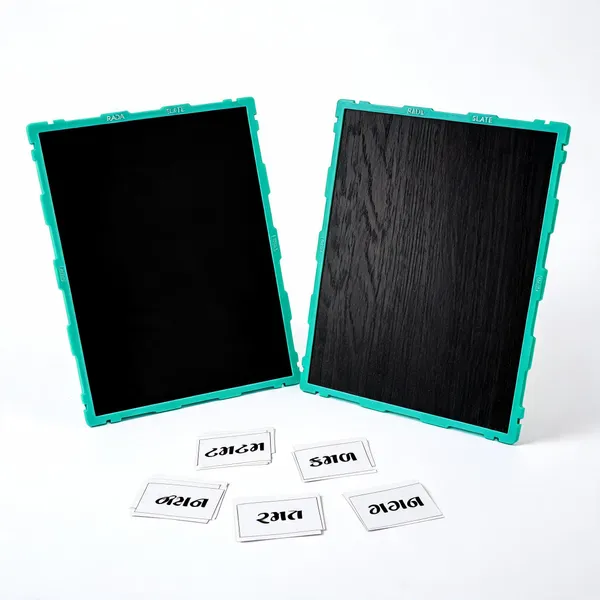 Tokyodo_Kids_Double_Sided_Slate_Board_Reusable_Chalk_Writing_Pad_Educational_Learning_Toy_For_Drawing_Writing_Alphabet_Practice_With_Word_Learning_Cards_20x25_Cm_Cyan_With_Gujarati_Words