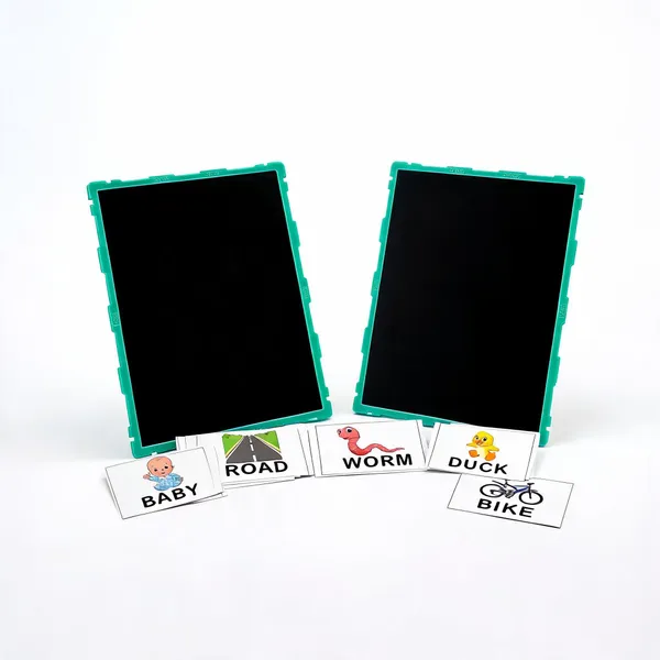 Tokyodo_Kids_Double_Sided_Slate_Board_Reusable_Chalk_Writing_Pad_Educational_Learning_Toy_For_Drawing_Writing_Alphabet_Practice_With_Word_Learning_Cards_20x25_Cm_Pink_With_English_Words