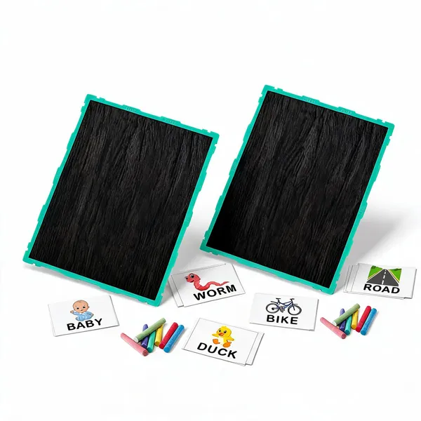 Tokyodo_Kids_Double_Sided_Slate_Board_Reusable_Chalk_Writing_Pad_Educational_Learning_Toy_For_Drawing_Writing_Alphabet_Practice_With_Word_Learning_Cards_20x25_Cm_Pink_With_English_Words