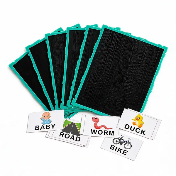 Tokyodo_Kids_Double_Sided_Slate_Board_Reusable_Chalk_Writing_Pad_Educational_Learning_Toy_For_Drawing_Writing_Alphabet_Practice_With_Word_Learning_Cards_20x25_Cm_Badami_With_English_Words_-_Pack_of_6