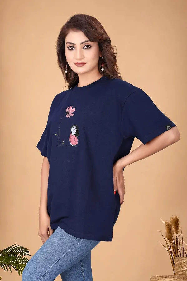Women_S_Cotton_Blend_Embroidered__T_Shirt