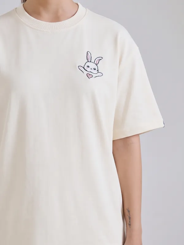 Cream_Embroidered_Fit_T-Shirt_for_Women