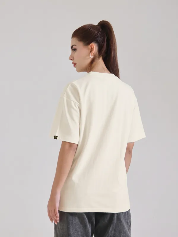 Cream_Embroidered_Fit_T-Shirt_for_Women