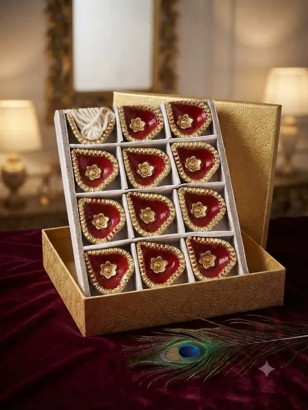 Red_Embellished_Festive_Diya_Set_With_Cotton_Wicks