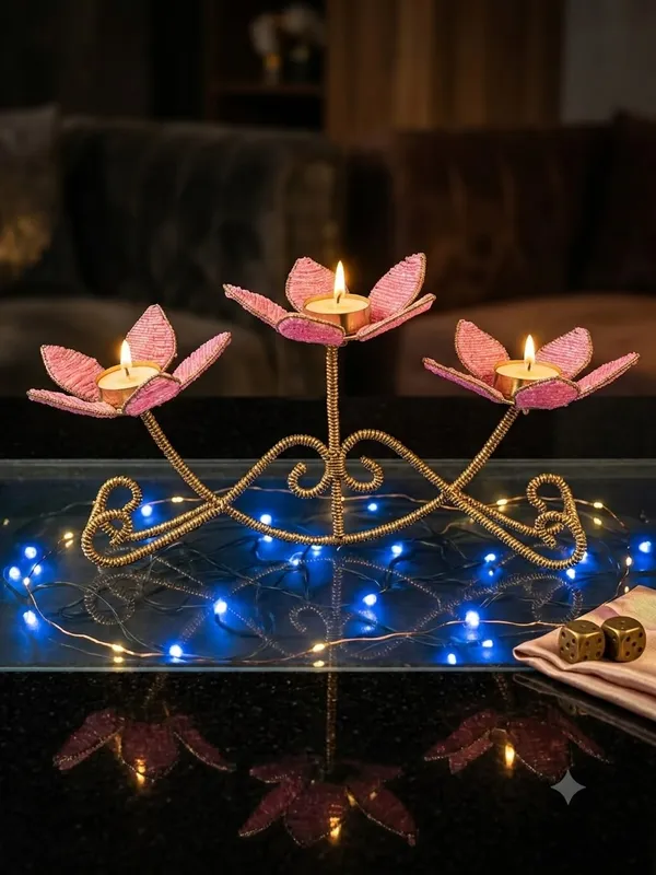 Metal_Floral_Three-Arm_Tealight_Candle_Holder