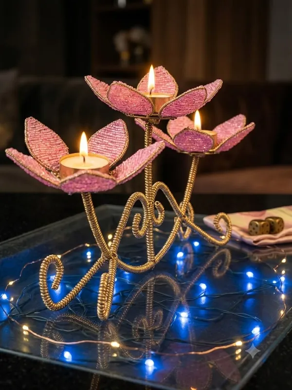 Metal_Floral_Three-Arm_Tealight_Candle_Holder