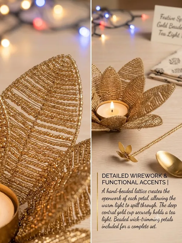 Brass_Lotus_Design_Pink_Beaded_Tealight_Holder