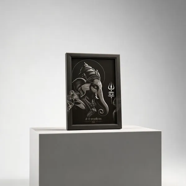 Pvc_Frame_Devotional_Lord_Ganesha_Monochrome_Framed_Wall_Art