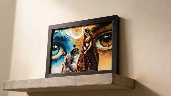 Pvc_Frame_Devotional_Radha_Krishna_Landscape_Framed_Wall_Art