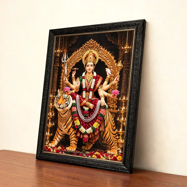 Pvc_Frame_Traditional_Goddess_Durga_Temple_Motif_Framed_Wall_Art
