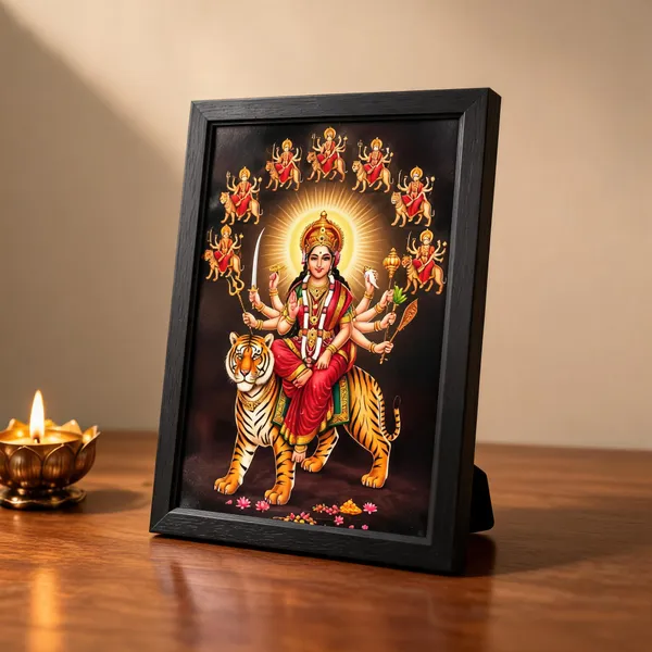 Pvc_Frame_Devotional_Maa_Durga_Tiger_Framed_Wall_Art