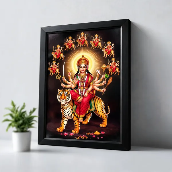 Pvc_Frame_Devotional_Maa_Durga_Tiger_Framed_Wall_Art