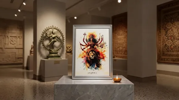 Pvc_Frame_Devotional_Multi-Armed_Deity_Silver_Tone_Framed_Wall_Art