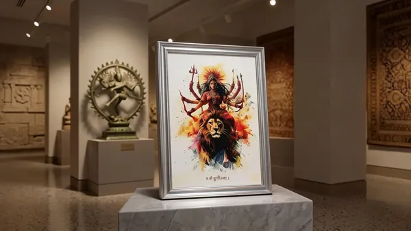 Pvc_Frame_Devotional_Multi-Armed_Deity_Silver_Tone_Framed_Wall_Art