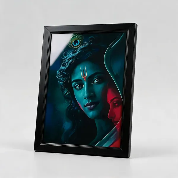 Pvc_Frame_Devotional_Radha_Krishna_Peacock_Feather_Framed_Wall_Art