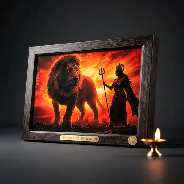 Pvc_Frame_Devotional_Maa_Durga_With_Lion_Framed_Wall_Art