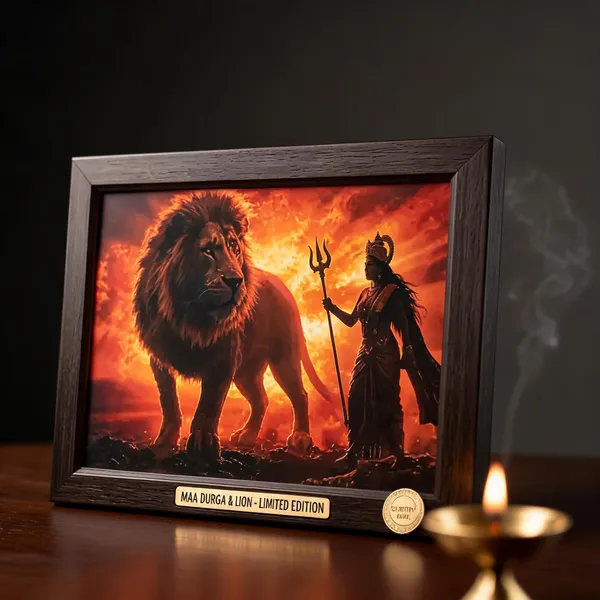 Pvc_Frame_Devotional_Maa_Durga_With_Lion_Framed_Wall_Art