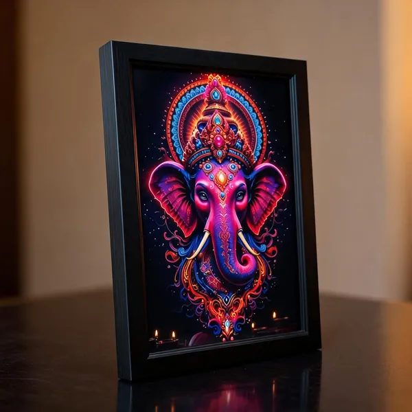 Pvc_Frame_Devotional_Lord_Ganesha_Multicolor_Framed_Wall_Art