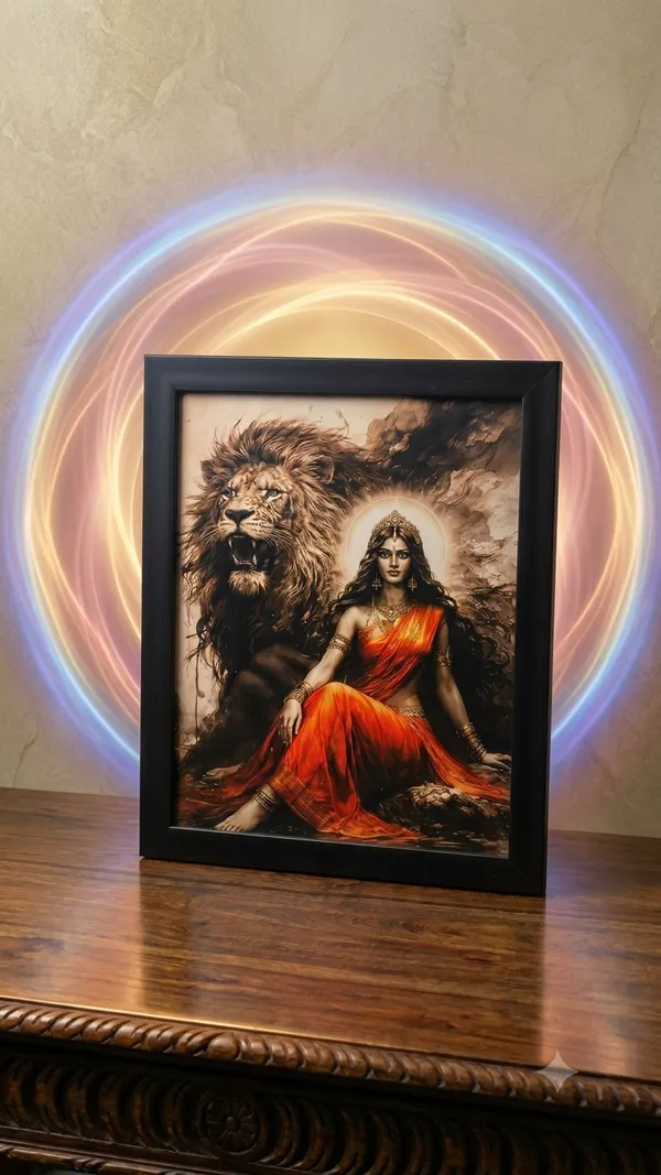 Black_Framed_Goddess_Durga_Religious_Wall_Art