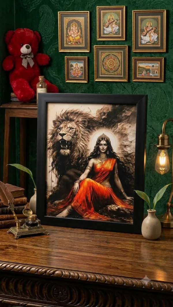 Black_Framed_Goddess_Durga_Religious_Wall_Art