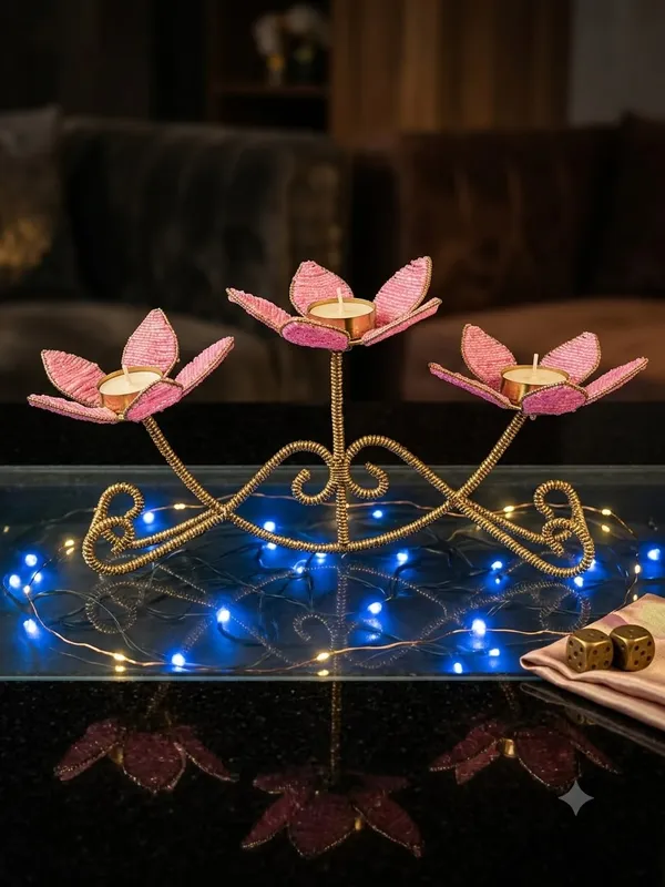 Metal_Floral_Three-Arm_Tealight_Candle_Holder