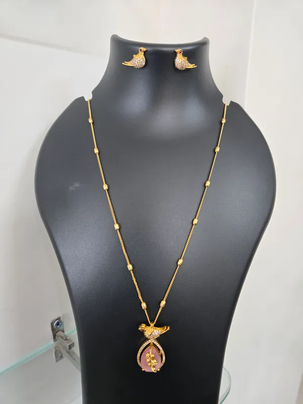 Gold_Tone_Peacock_Pendant_Necklace_And_Earrings_Set