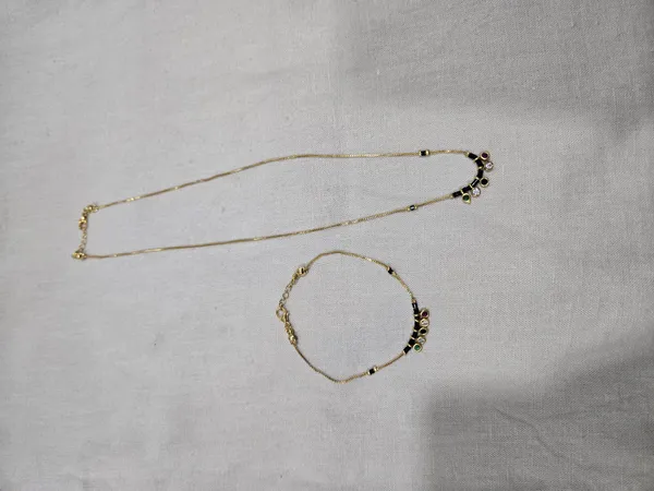 Gold_Tone_Beaded_Necklace_And_Bracelet_Set_for_Women