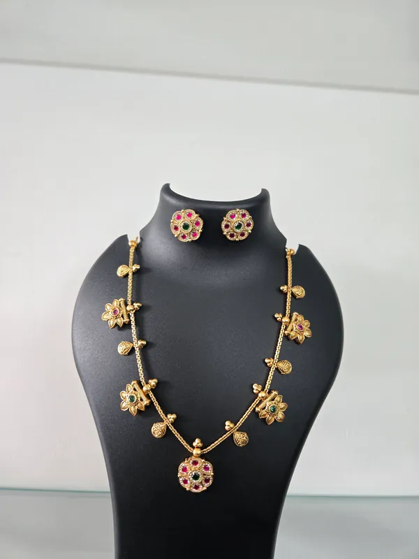 Gold_Tone_Floral_Stone_Necklace_Earrings_Set_for_Women