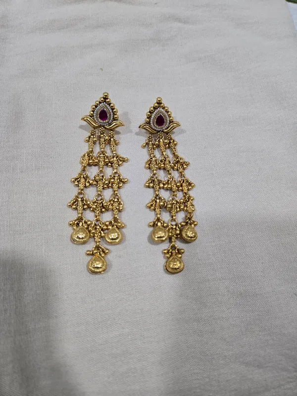 Gold_Tone_Purple_Stone_Chandelier_Earrings_for_Women