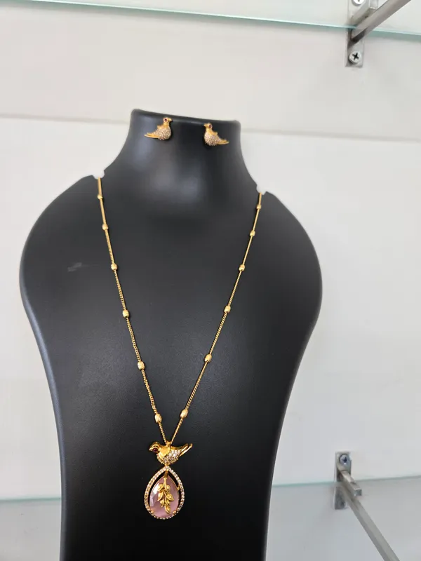 Gold_Tone_Peacock_Pendant_Necklace_And_Earrings_Set