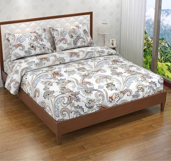Cotton_Polyester_Blend_White_Floral_Paisley_Print_Fitted_Bedsheet
