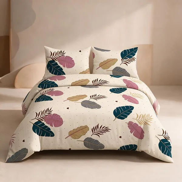 Cotton_Polyester_Blend_Botanical_Leaf_Print_Flat_Double_Bedsheet
