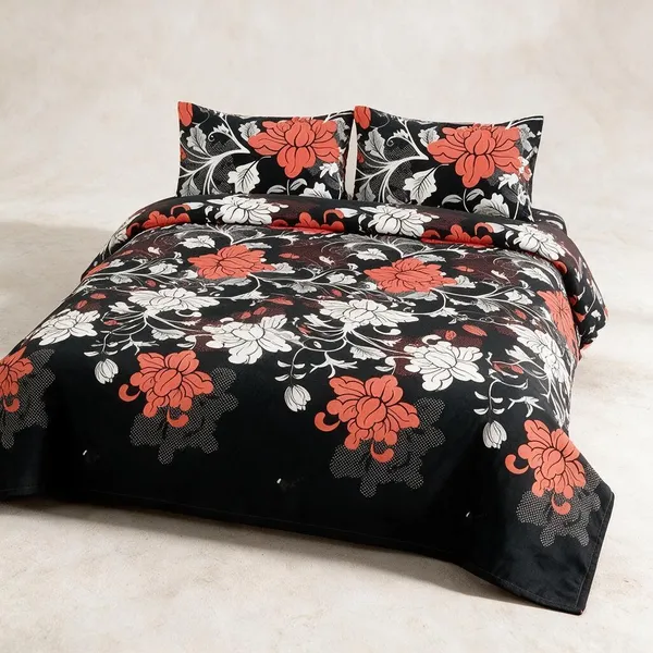 Cotton_Polyester_Blend_Black_Floral_Print_Double_Bedsheet